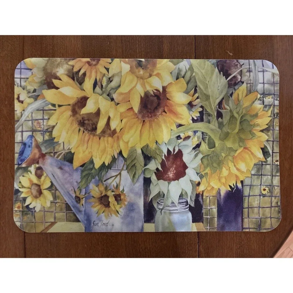 Jan Ford Plastic 2-Sided Sunflower Vintage Placemats Set of 3 - 11 x 17 inches